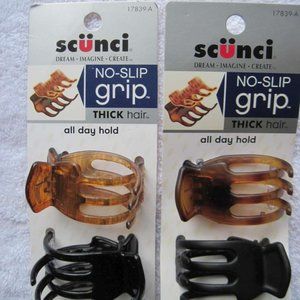 2 Scunci No Slip Grip Slideproof Stay Put Secure Hold Thick Hair Jaw Claw Clips